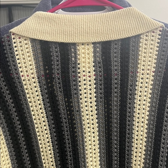 Lucky Brand Men's Striped Cardigan - Black Gray and Cream - Picture 7 of 9